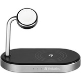 Verbatim WCS-02 Universel Sort USB Trådløs opladning Hurtig opladning Indendørs, Ladestation Sort/aluminium, Indendørs, USB, Trådløs opladning, 1,5 m, Sort