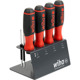 Wiha Skruetrækker med bit-holder SoftFinish, 1/4" Sort/Rød
