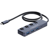 DeLOCK USB 10 Gbps Hub med 3 x USB-A + 1 x USB-C med kontakt, USB hub grå