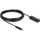 DeLOCK USB 3.2 Gen 2 aktiv forlængerledning, USB-C stik > USB-C hunstik Sort