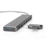 Digitus DA-70241-1 interface hub USB 3.2 Gen 1 (3.1 Gen 1) Type-A 5000 Mbit/s Grå, USB hub USB 3.2 Gen 1 (3.1 Gen 1) Type-A, USB 3.2 Gen 1 (3.1 Gen 1) Type-A, 5000 Mbit/s, Grå, Aluminium, 1 m