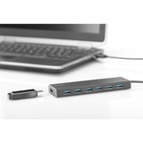 Digitus DA-70241-1 interface hub USB 3.2 Gen 1 (3.1 Gen 1) Type-A 5000 Mbit/s Grå, USB hub USB 3.2 Gen 1 (3.1 Gen 1) Type-A, USB 3.2 Gen 1 (3.1 Gen 1) Type-A, 5000 Mbit/s, Grå, Aluminium, 1 m