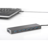 Digitus DA-70241-1 interface hub USB 3.2 Gen 1 (3.1 Gen 1) Type-A 5000 Mbit/s Grå, USB hub USB 3.2 Gen 1 (3.1 Gen 1) Type-A, USB 3.2 Gen 1 (3.1 Gen 1) Type-A, 5000 Mbit/s, Grå, Aluminium, 1 m
