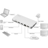 Digitus DA-70866 dockingstation Ledningsført USB 3.2 Gen 2 (3.1 Gen 2) Type-C Sølv, Docking station Sølv, Ledningsført, USB 3.2 Gen 2 (3.1 Gen 2) Type-C, 100 W, USB Type-C, 10,100,1000 Mbit/s, Sølv