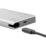 Digitus DA-70866 dockingstation Ledningsført USB 3.2 Gen 2 (3.1 Gen 2) Type-C Sølv, Docking station Sølv, Ledningsført, USB 3.2 Gen 2 (3.1 Gen 2) Type-C, 100 W, USB Type-C, 10,100,1000 Mbit/s, Sølv