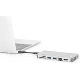 Digitus DA-70866 dockingstation Ledningsført USB 3.2 Gen 2 (3.1 Gen 2) Type-C Sølv, Docking station Sølv, Ledningsført, USB 3.2 Gen 2 (3.1 Gen 2) Type-C, 100 W, USB Type-C, 10,100,1000 Mbit/s, Sølv