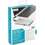 Digitus DA-70866 dockingstation Ledningsført USB 3.2 Gen 2 (3.1 Gen 2) Type-C Sølv, Docking station Sølv, Ledningsført, USB 3.2 Gen 2 (3.1 Gen 2) Type-C, 100 W, USB Type-C, 10,100,1000 Mbit/s, Sølv