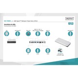 Digitus DA-70866 dockingstation Ledningsført USB 3.2 Gen 2 (3.1 Gen 2) Type-C Sølv, Docking station Sølv, Ledningsført, USB 3.2 Gen 2 (3.1 Gen 2) Type-C, 100 W, USB Type-C, 10,100,1000 Mbit/s, Sølv