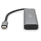 Digitus USB-C 4-porte 2x USB A + 2x USB-C, USB hub Sølv