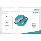 Digitus USB-C 4-porte 2x USB A + 2x USB-C, USB hub Sølv