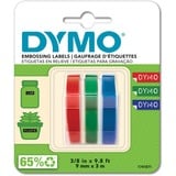 Dymo Ægte Prægeetiketter | 9 mm x 3 m | Sort, Blå & Rød Selvklæbende Mærkatbånd | til Prægemaskiner | 3 stk. | Fremstillet i Europa, Tape Blå & Rød Selvklæbende Mærkatbånd | til Prægemaskiner | 3 stk. | Fremstillet i Europa, Belgien, 3 m, 3 stk, 89 mm, 105 mm, 50 mm