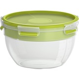 Emsa CLIP & GO Salad box XL Rund Kasse 2,6 L Grøn, Transparent 3 stk, Lunch-Box lysegrøn/gennemsigtig, Kasse, Rund, 2,6 L, Grøn, Transparent, Polypropylen (PP), Termoplastisk elastomer (TPE), 127 mm