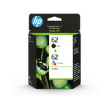 HP Originale 62-blækpatroner, sort/trefarvet, 2-pak sort/trefarvet, 2-pak, Standard udbytte, Sort, Blå, Magenta, Gul, Pigmentbaseret blæk, Farvebaseret blæk, 2 stk, 200 Sider