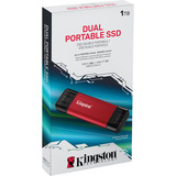 Kingston Dual Portable 1 TB, Solid state-drev Rød/Sort