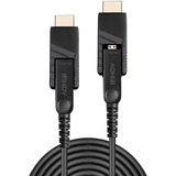 Lindy 20m Hybrid fiberoptisk Micro-HDMI 18G, Kabel Sort