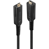 Lindy 20m Hybrid fiberoptisk Micro-HDMI 18G, Kabel Sort