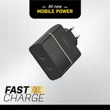 Otterbox USB-C væg-hurtigoplader, 50W kombineret Sort