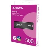 ADATA SC610 500 GB USB Type-A 3.2 Gen 2 (3.1 Gen 2) Sort, Solid state-drev Sort, 500 GB, USB Type-A, 3.2 Gen 2 (3.1 Gen 2), 550 MB/s, 10 Gbit/sek., Sort
