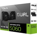 ASUS GeForce RTX 5060 DUAL OC EVO Edition 8GB, Grafikkort Sort, GeForce RTX 5060, 8 GB, GDDR7, 128 Bit, 7680 x 4320 pixel, PCI Express 5.0