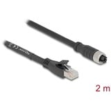 DeLOCK M12 kabel X-kodet 8-polet hunstik > RJ-45 stik, Cat.5e S/FTP Sort