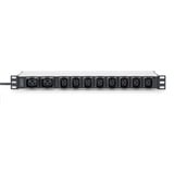 Digitus 19" PDU stikdåse med aluminiumsprofil, 10-vejs, 8x C13, 2x C19, Strømskinne Sort/aluminium