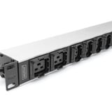 Digitus 19" PDU stikdåse med aluminiumsprofil, 10-vejs, 8x C13, 2x C19, Strømskinne Sort/aluminium