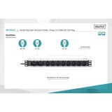 Digitus 19" PDU stikdåse med aluminiumsprofil, 10-vejs, 8x C13, 2x C19, Strømskinne Sort/aluminium
