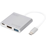 Digitus DA-70838-1 USB grafisk adapter 4096 x 3072 pixel Grå, Hvid, USB hub Sølv/Hvid, 3.2 Gen 1 (3.1 Gen 1), USB Type-A, USB Type-C, HDMI udgang, 4096 x 3072 pixel
