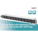 Digitus DN-95427, Strømskinne Sort/aluminium