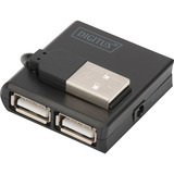 Digitus USB 2.0 4-porte, USB hub Sort