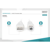 Digitus USB 2.0 tilslutningskabel USB-A (stik) > USB-B (stik) Beige