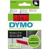 Dymo Originale D1-etiketter | Sort tekst på rød tape | 12 mm x 7 m | Selvklæbende etiketter til LabelManager-mærkningsmaskiner | Fremstillet i Europa Sort på rød, Polyester, Belgien, -18 - 90 °C, DYMO, LabelManager, LabelWriter 450 DUO