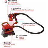 EINHELL Power X-Change batteridrevet farvesprøjtesystem TE-SY 18/90 Li-Solo, 18 Volt, Sprøjtepistol Rød/Sort