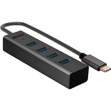 Lindy 43325 interface hub USB 3.2 Gen 1 (3.1 Gen 1) Type-C 5000 Mbit/s Grå, USB hub USB 3.2 Gen 1 (3.1 Gen 1) Type-C, USB 3.2 Gen 1 (3.1 Gen 1) Type-A, 5000 Mbit/s, Grå, Aluminium, Plast, 0,3 m