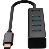 Lindy 43325 interface hub USB 3.2 Gen 1 (3.1 Gen 1) Type-C 5000 Mbit/s Grå, USB hub USB 3.2 Gen 1 (3.1 Gen 1) Type-C, USB 3.2 Gen 1 (3.1 Gen 1) Type-A, 5000 Mbit/s, Grå, Aluminium, Plast, 0,3 m