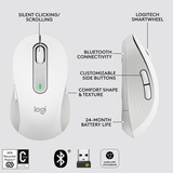 Logitech Signature M650 mus Højre hånd RF trådløs + Bluetooth Optisk 2000 dpi Hvid, Højre hånd, Optisk, RF trådløs + Bluetooth, 2000 dpi, Hvid