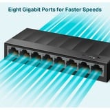 TP-Link LS1008G Ikke administreret Gigabit Ethernet (10/100/1000) Sort, Switch Sort, Ikke administreret, Gigabit Ethernet (10/100/1000), Kan monteres på væggen