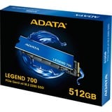 ADATA LEGEND 700 512 GB M.2 PCI Express 3.0 NVMe 3D NAND, Solid state-drev Blå/Guld, 512 GB, M.2, 2000 MB/s