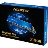 ADATA LEGEND 700 M.2 512 GB PCI Express 3.0 3D NAND NVMe, Solid state-drev Blå/Guld, 512 GB, M.2, 2000 MB/s