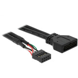 DeLOCK USB 2.0 adapterkabel, 9-pin header hun > USB 3.2 pin header han Sort