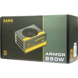 Inter-Tech SAMA FTX-850-B ARMOR enhed til strømforsyning 850 W 20+4 pin ATX ATX Sort, PC strømforsyning Sort, 850 W, 110 - 240 V, 850 W, 47 - 63 Hz, 6 - 15 A, Aktiv