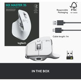 Logitech MX Master 3S mus Højre hånd RF trådløs + Bluetooth Laser 8000 dpi Lys grå, Højre hånd, Laser, RF trådløs + Bluetooth, 8000 dpi, Sølv, Hvid