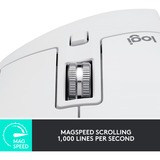 Logitech MX Master 3S mus Højre hånd RF trådløs + Bluetooth Laser 8000 dpi Lys grå, Højre hånd, Laser, RF trådløs + Bluetooth, 8000 dpi, Sølv, Hvid