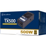SilverStone TX500 Gold enhed til strømforsyning 500 W 20+4 pin ATX TFX Sort, PC strømforsyning Sort, 500 W, 90 - 264 V, 47 - 63 Hz, Aktiv, 100 W, 499,2 W