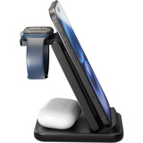 goobay Trådløs 3-i-1 oplader, 15 W, Ladestation Sort