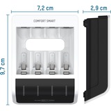 Ansmann 1001-0092-01 batterioplader Husholdningsbatteri Vekselstrøm Hvid/Sort, Nikkel-Metalhydrid (NiMH), AA, 4 stk, Batterier inkluderet