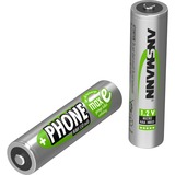 Ansmann 5035523 husholdningsbatteri Nikkel-Metalhydrid (NiMH) Sølv, Nikkel-Metalhydrid (NiMH), 1,2 V, 550 mAh, Grøn, DECT phones