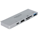DeLOCK 87745 interface hub USB 3.2 Gen 1 (3.1 Gen 1) Type-C 5000 Mbit/s Grå, Docking station grå, USB 3.2 Gen 1 (3.1 Gen 1) Type-C, HDMI, USB 3.2 Gen 1 (3.1 Gen 1) Type-A, USB 3.2 Gen 1 (3.1 Gen 1) Type-C, MicroSD (TransFlash), MicroSDHC, MicroSDXC, SD, SDHC, SDXC, 5000 Mbit/s, 3840 x 2160 pixel, Grå