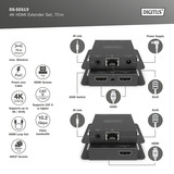 Digitus 4K HDMI Extender Sæt, HDMI-udvidelse forlænger Sort