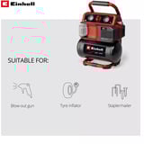 EINHELL Power X-Change Akku-Kompressor TE-AC 18/75 Li OF-Solo, 18Volt Sort/Rød
